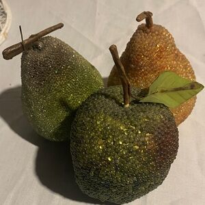 Vintage Decorative Beaded Fruit Set - pears and Apple